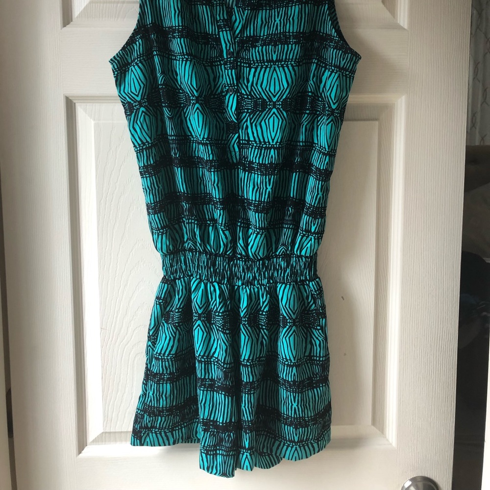 Gibson short romper,small,turquoise and black
